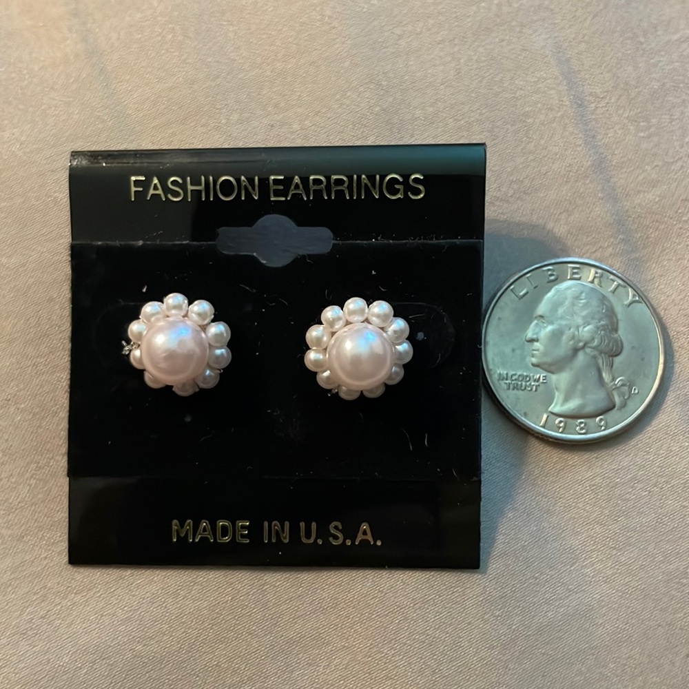White almost cream bead earrings